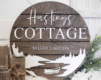 Cottage Round Sign | Personalized Wood Sign | Cottage Décor | Cottage Gift | Established Sign | 3D Sign