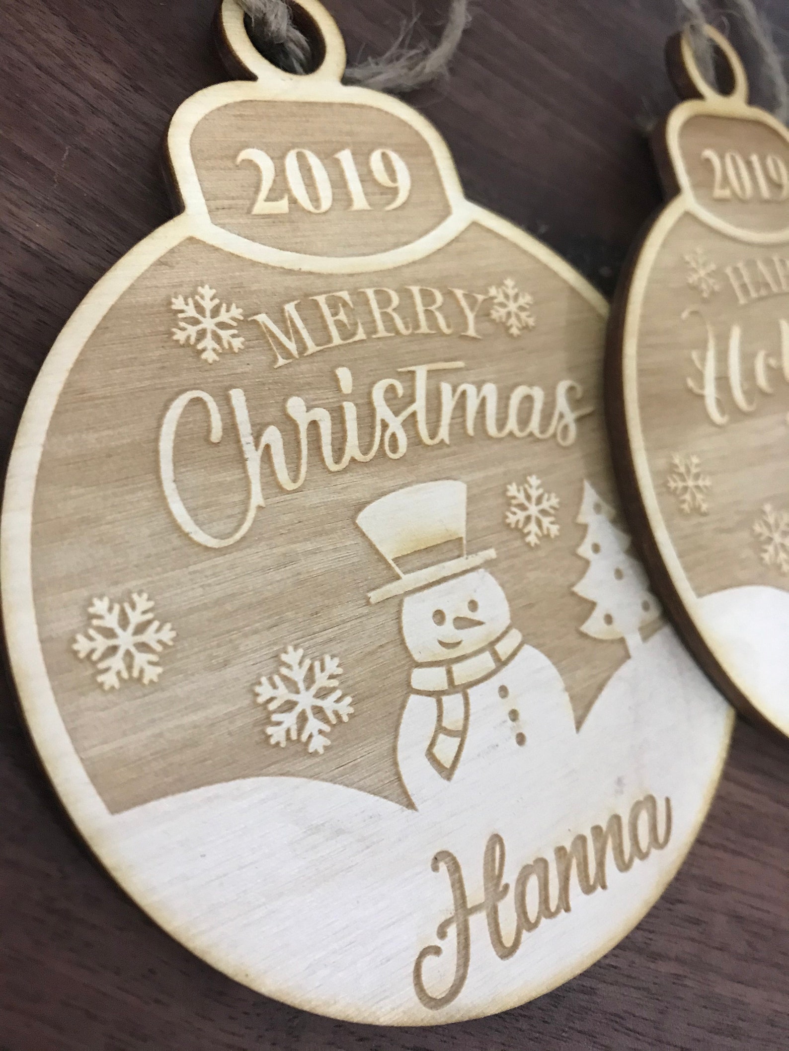 Laser Cut Personalized Wood Ornament Last Name Ornament First Etsy