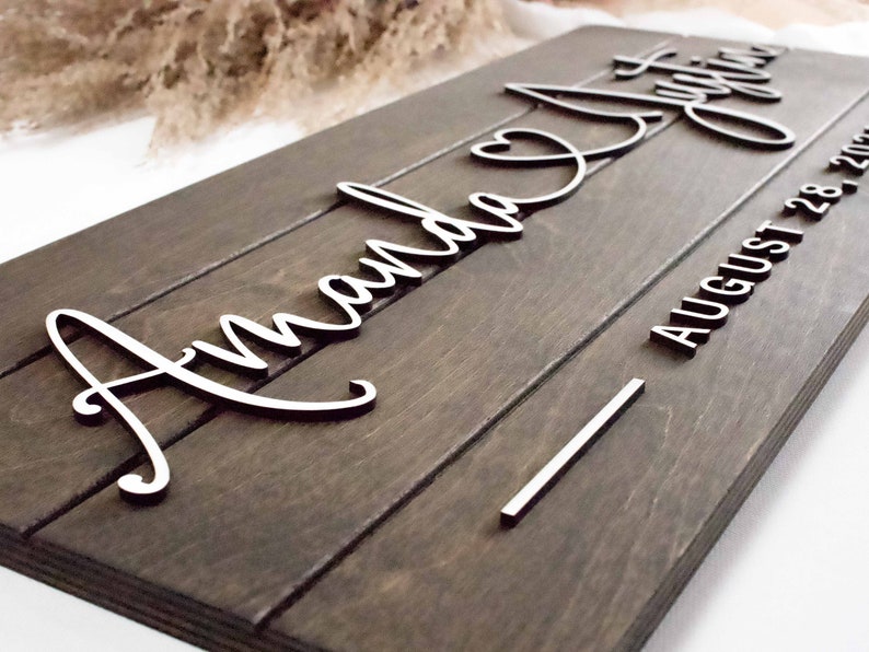 First Name Sign, Personalized Custom Wood Sign, Engagement Gift, Wedding Gift, Wedding Present, Housewarming Gift, 3D Sign, Anniversary Gift image 2