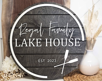 Lake House Round Sign | Personalized Wood Sign | Lake House Decor | Lake House Gift | Established Sign | 3D Sign | Anniversary Gift