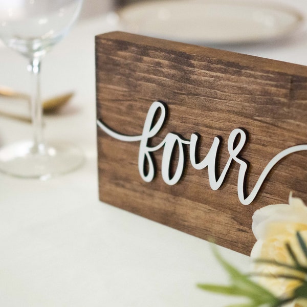 Numéros de table en bois | Décoration de table de mariage | Numéros de table en bois rustique 3D | Numéros de table de mariage rustique | Décor de réception de mariage
