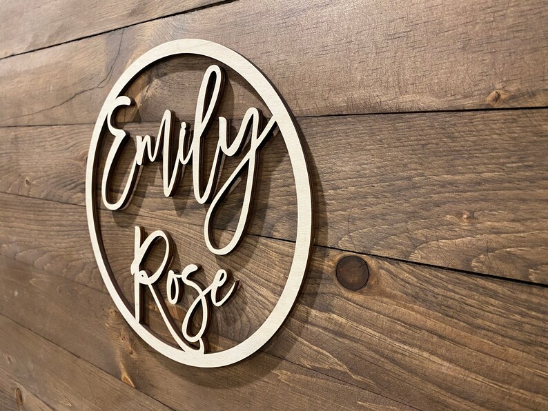Custom Nursery Decor Round Wooden Baby Name Sign Laser Cut Etsy Canada