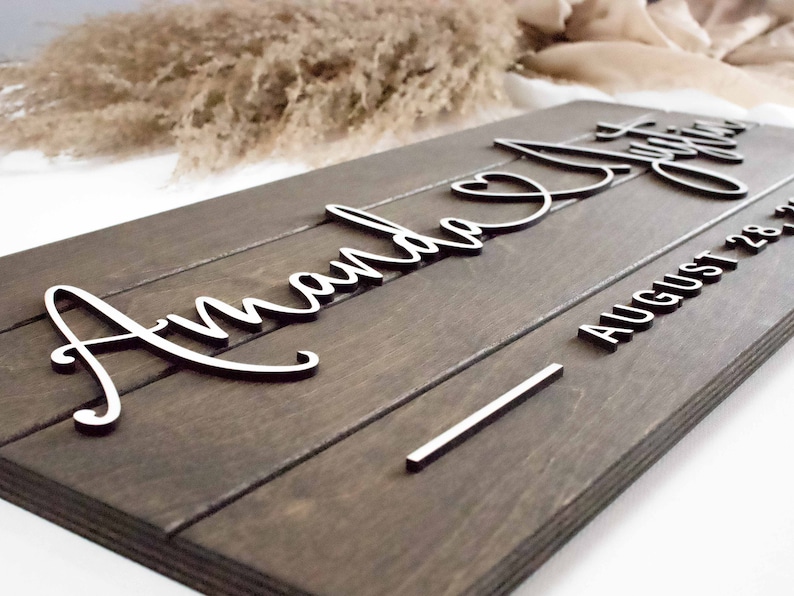 First Name Sign, Personalized Custom Wood Sign, Engagement Gift, Wedding Gift, Wedding Present, Housewarming Gift, 3D Sign, Anniversary Gift image 3