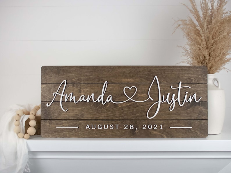 First Name Sign, Personalized Custom Wood Sign, Engagement Gift, Wedding Gift, Wedding Present, Housewarming Gift, 3D Sign, Anniversary Gift image 1