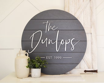 Last Name Shiplap Round Sign, Personalized Custom Wood Sign, Wedding Gift, Housewarming Gift, Established Sign, 3D Sign, Guestbook
