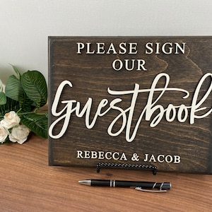 Veuillez signer notre livre d'or Panneau en bois | Signe de livre d'or de mariage | Décor de mariage