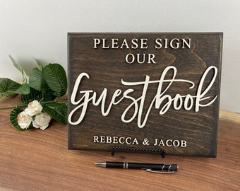 Veuillez signer notre livre d'or Panneau en bois | Signe de livre d'or de mariage | Décor de mariage