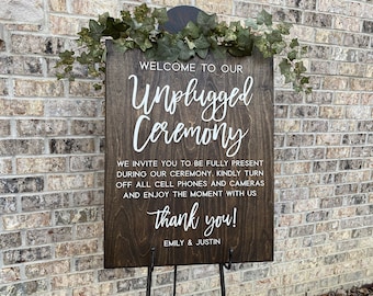 Unplugged Ceremony Sign |  Personalized Rustic Wood Wedding Sign | Wedding Decor Sign | Welcome Sign Laser Cut | Wedding Decor