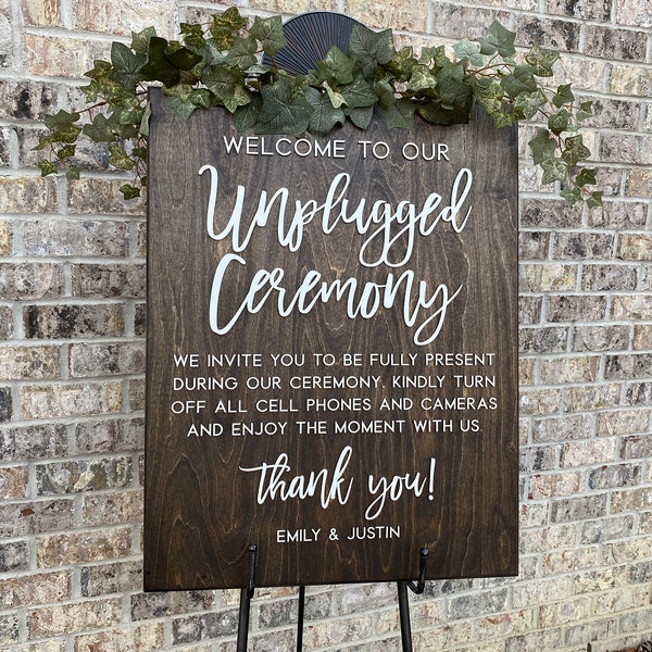 Unplugged Ceremony Sign |  Personalized Rustic Wood Wedding Sign | Wedding Decor Sign | Welcome Sign Laser Cut | Wedding Decor