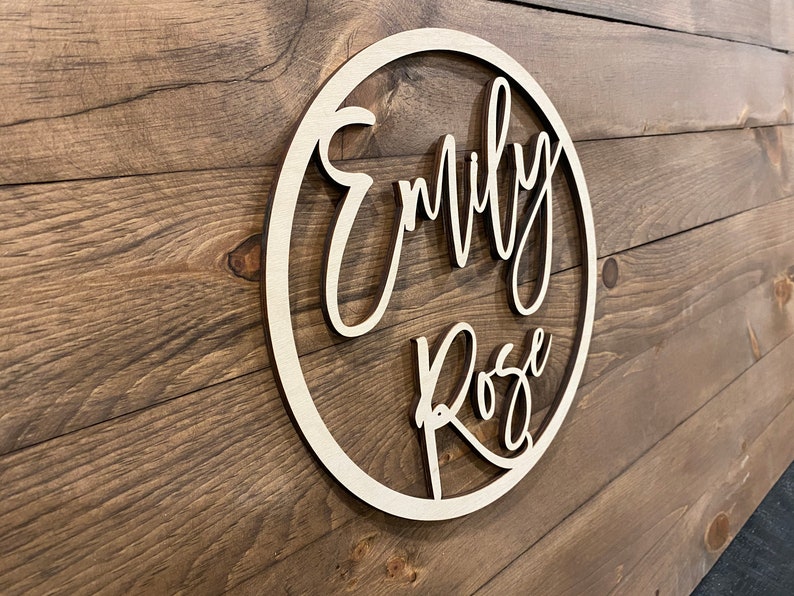 Custom Nursery Decor Round Wooden Baby Name Sign Laser Cut Etsy Canada