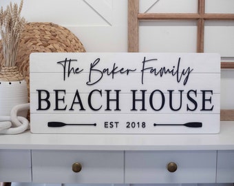 Beach House Sign, Personalized Custom Wood Sign, 3D Sign, Beach House Gift, Beach House Decor, Beach House Sign, Beach House Life