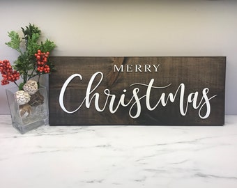 Merry Christmas Sign Rustic Wood Sign Personalized 3D Laser Cut Pine Wood Christmas Decor Home Decor