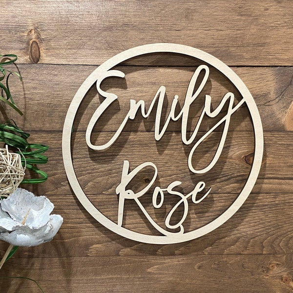 Custom nursery decor round wooden baby name sign, Laser cut names nursery signs, Personalized nursery name sign, Nursery wall art