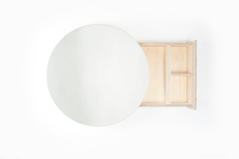 HIDE Circular Mirror and Plywood Bathroom Cabinet image 5