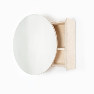 HIDE Circular Mirror and Plywood Bathroom Cabinet image 1