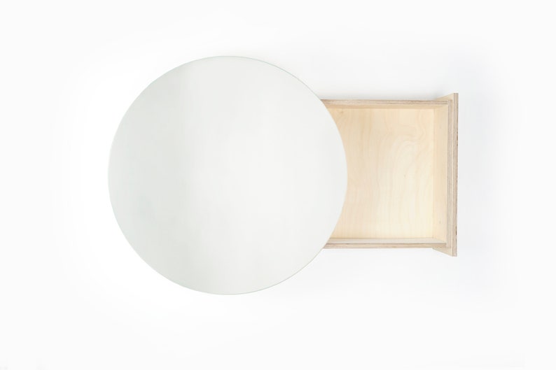 HIDE Circular Mirror and Plywood Bathroom Cabinet image 3