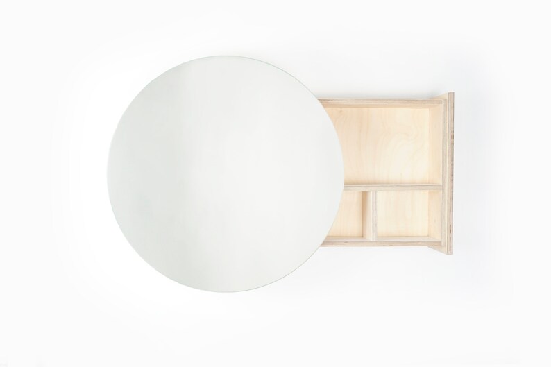 HIDE Circular Mirror and Plywood Bathroom Cabinet image 4