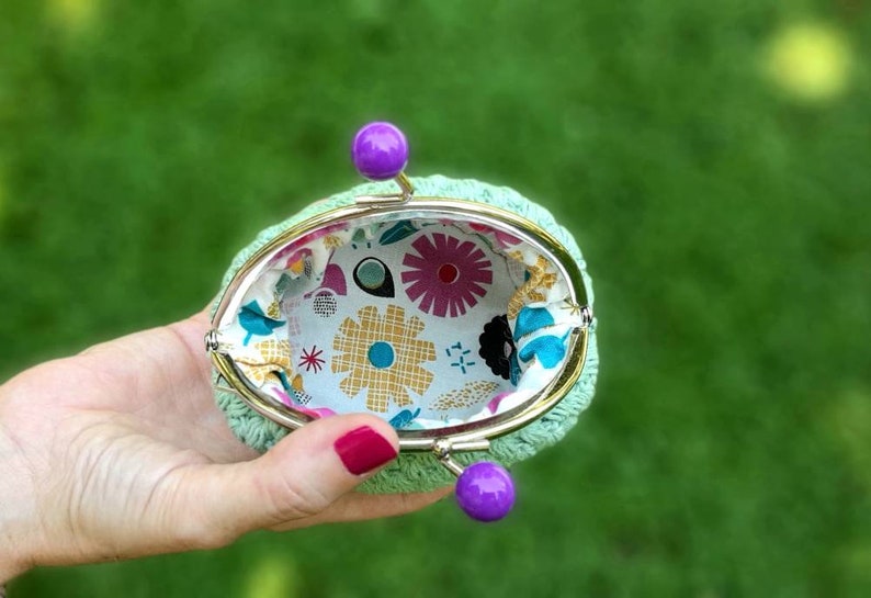 Minetta wallet Original handmade crochet purse woven in cotton and with metal closure