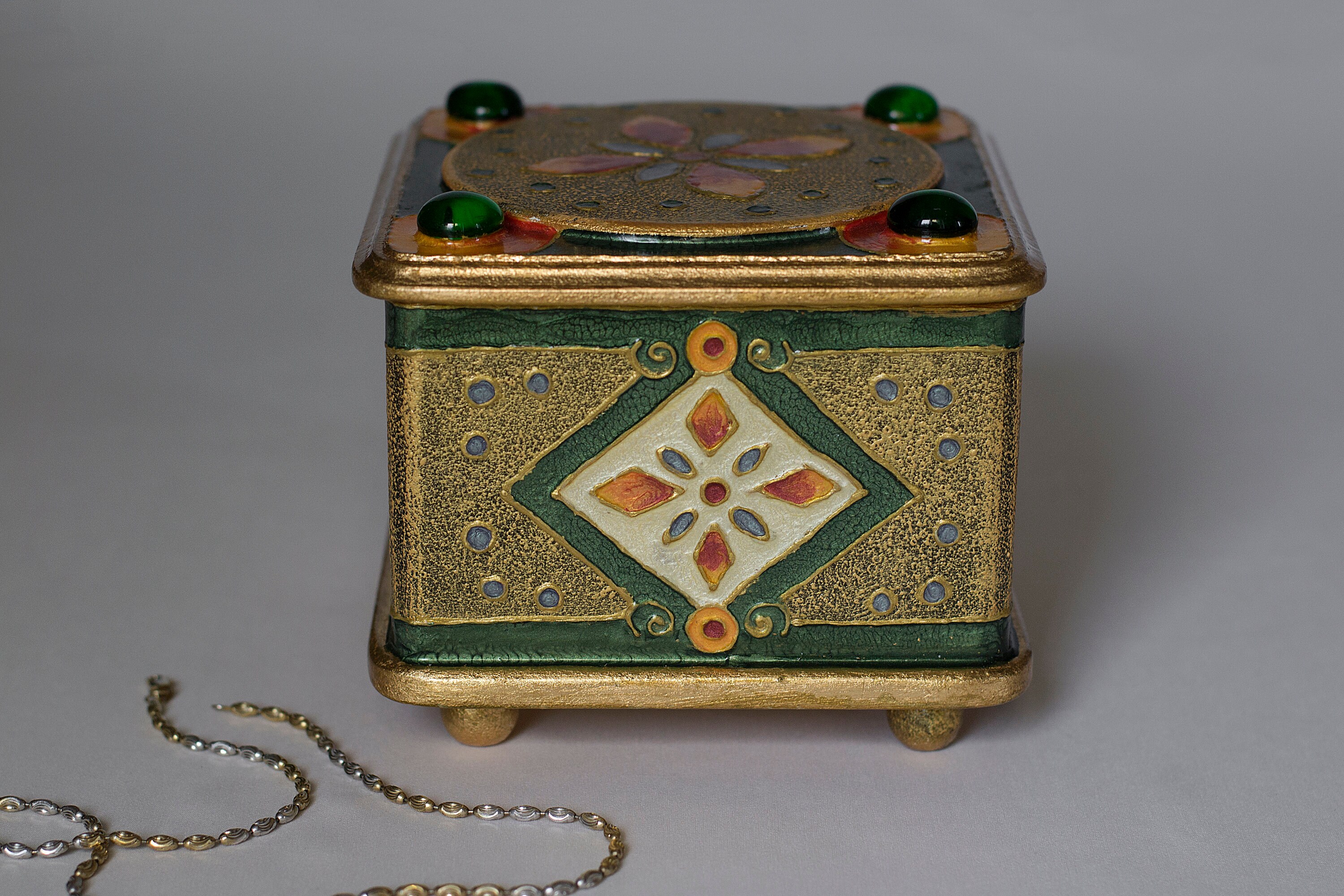 Fantasy Wooden Jewelry Box Russian Enamel Trinket Box Etsy