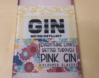 Pink Gin Lovers Glass Chopping Board Edinburgh Gin style