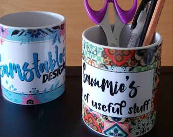 Personalised pen pot or makeup brush holder