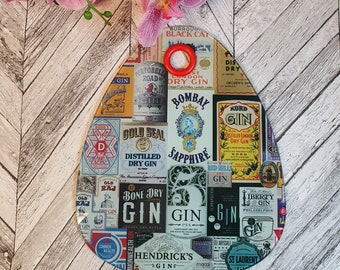 Gin label chopping cutting board worktop saver, can be personalised