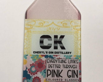 Customisable/ can be personalised Pink Gin Glass Chopping Board, Novelty Gift