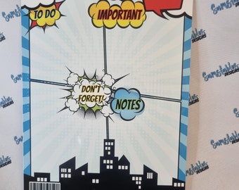Comic Book To-Do List Whiteboard, Metal Dry Wipe Board with Pen