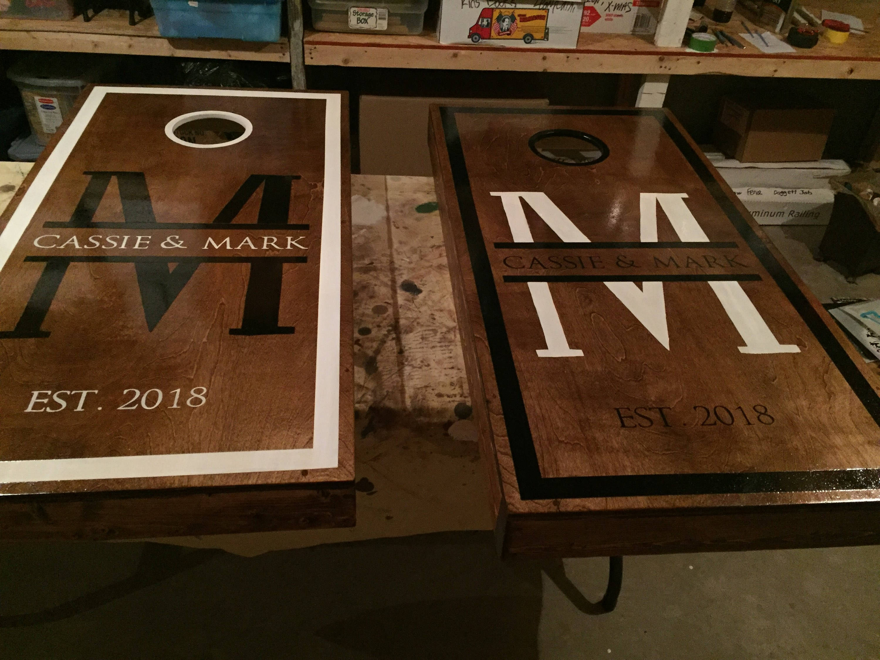 Custom Cornhole Boards Large Monogram Cornhole Personalized Etsy