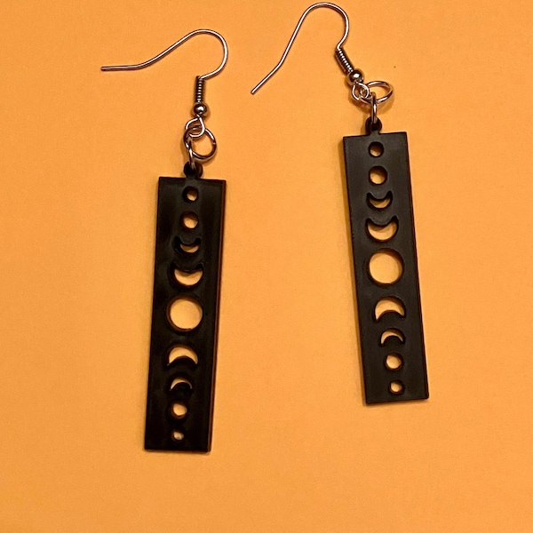 Solar Eclipse phases rectangle earrings