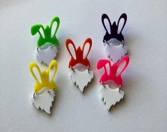 Easter bunny gnome pin