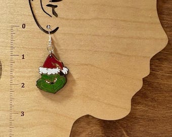 Grinch wooden earrings