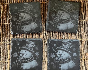 Snowman coasters. (Set of 4)