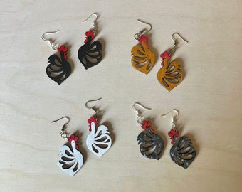 Chicken wooden earrings
