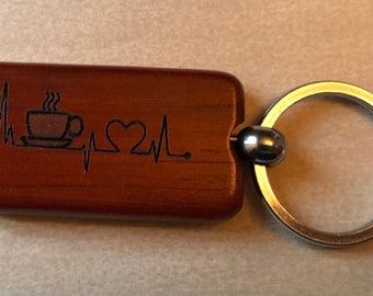 Coffee heartbeat keychain