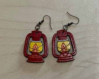 Camping themed wooden earrings