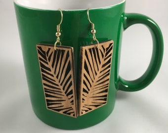 Laser Cut Wooden Ear rings (palm leaf)