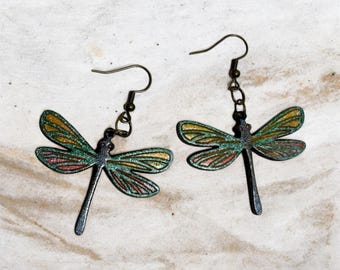 Dragonfly wooden earrings