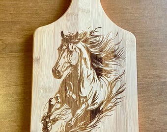 Horse bamboo cutting board paddle