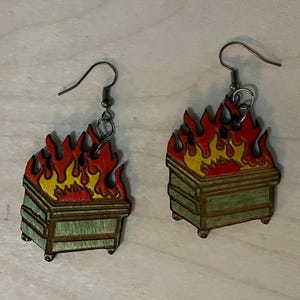 Dumpster fire earrings