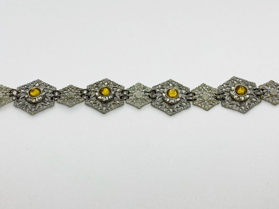 Antique Art Deco “Sterling” Filigree Link Bracele… - image 2