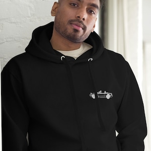 Miata Hoodie Embroidered Black NA Pop Ups Custom Car Jacket Drift Couple Gift Boyfriend JDM Mazda Track Line Art Minimal Enthusiast Gearhead