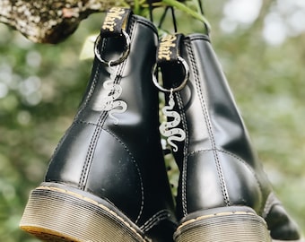 Snake Boot Charms - Doc Martens Black Grunge Jewelry -Accesorios de botas de combate Moon Phase Silver Dangles - Punk Gothic Celestial Shoe Dr Gift