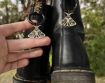 Moth Doc Marten Charms Polyphemus Butterfly Brass Black Grunge Shoe  Jewelry Combat Boot Accessories Gold Punk Gothic Fairy Insect