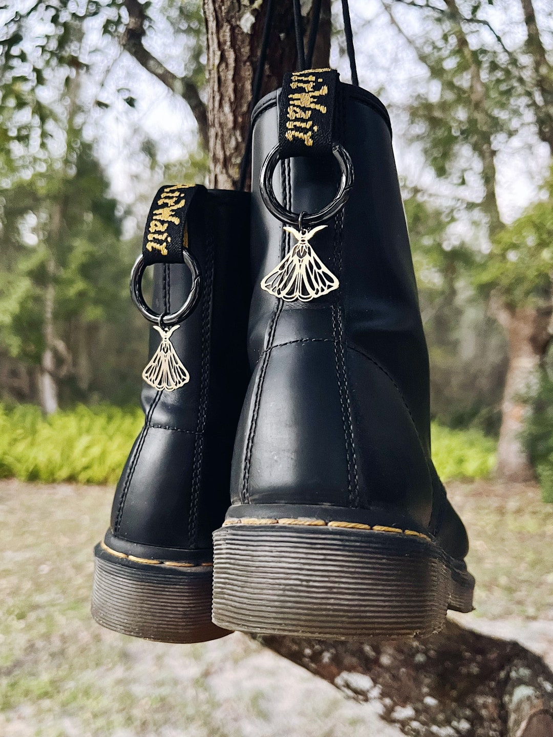 Moth Doc Marten Charms Polyphemus Butterfly Brass Black Grunge Shoe  Jewelry Combat Boot Accessories Gold Punk Gothic Fairy Insect