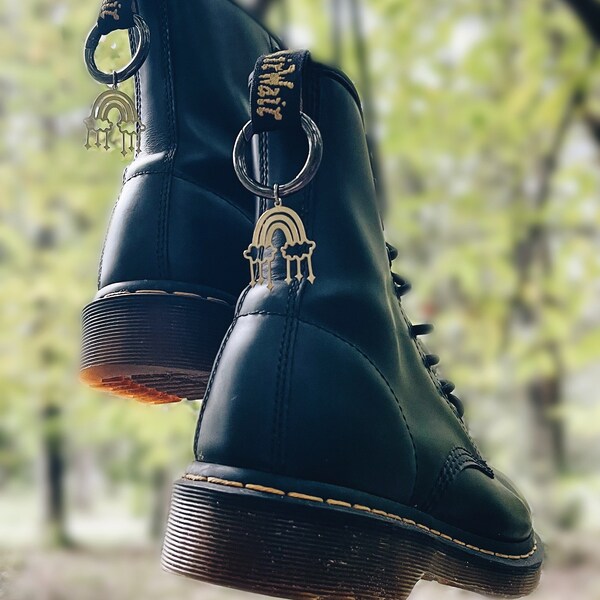 Rainbow Doc Marten Charms - Cloud Rain Stars Lightening Grunge Shoe Jewelry - Combat Boot Accessories Gold Dangles - Punk Gothic Celestial