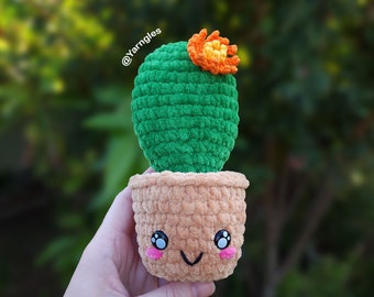 Tiny Cactus Crochet Pattern, Nia, Easy Pot Plant Gift Idea, Amigurumi Friend, Fantasy Nopal Cactus Toy Plush