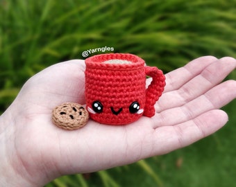 Tiny Teacup Crochet Pattern, Totti, Mini Christmas Amigurumi, almost No Sew Coffee Plushie, Stuffed Hot Chocolate, Keychain Mug
