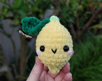 Tiny Lemon Crochet Pattern, Free No Sew (except leaf), Faux Food Fruit Amigurumi Toy, Adorable Mini Gift Cheap