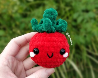 Tiny Tomato, Free Fruit Low Sew Crochet Pattern Amigurumi Toy Food, Adorable Mini Gift